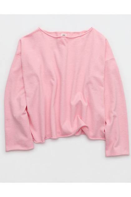 Aerie Sunday Soft Boatneck Sweater Club Pink