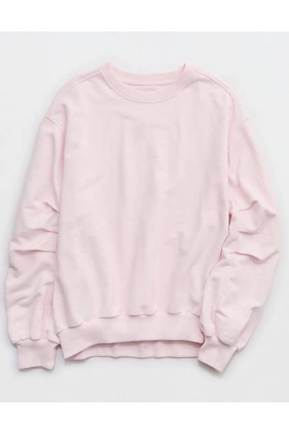 Aerie Jet Setter Crew Sweatshirt Pink Petal