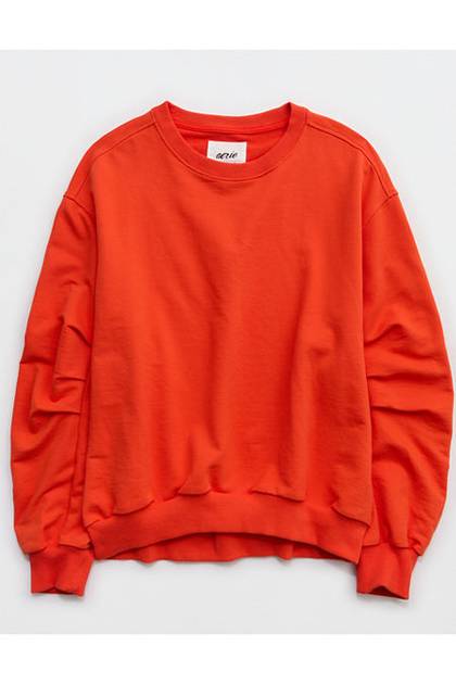 Aerie Jet Setter Crew Sweatshirt Orange Flare