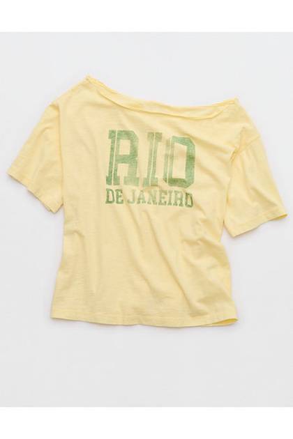 Aerie Off-The-Shoulder Relaxed Tee Citron