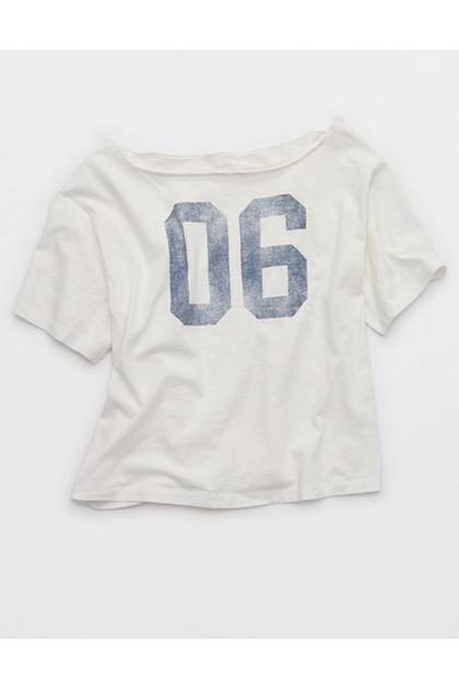 Aerie Off-The-Shoulder Relaxed Tee Soft Muslin