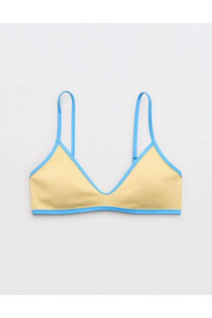 Aerie Skinny Strap Voop Ribbed Bikini Top Citron