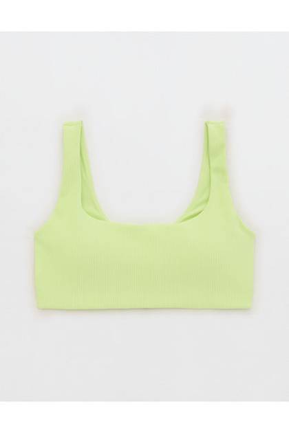 OFFLINE By Aerie Stripe Rib Classic Sports Bra Sharp Green