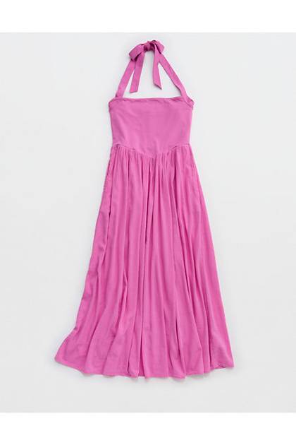 Aerie At The Barre Halter Dress Hot Fuchsia
