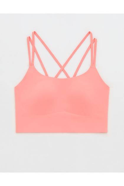 OFFLINE By Aerie Real Me XTRA Hold Up! Strappy Sports Bra Wild Peach