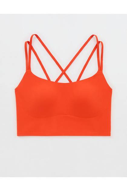 OFFLINE By Aerie Real Me XTRA Hold Up! Strappy Sports Bra Orange Flare