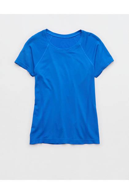 OFFLINE By Aerie Gotta Run Seamless Short Sleeve T-Shirt Blue Vibe
