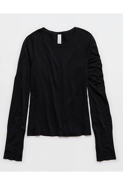 OFFLINE BY Aerie Gotta Run Long Sleeve T-Shirt True Black