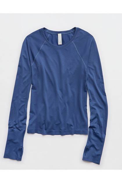 OFFLINE BY Aerie Gotta Run Long Sleeve T-Shirt Marbled Blue