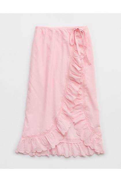 Aerie Embroidered Scalloped Sarong Club Pink