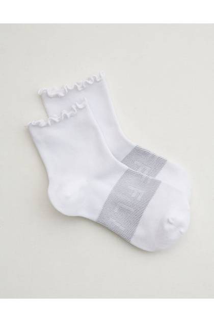 OFFLINE By Aerie Athletic Ruffle Sock White