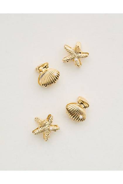 Aerie Mini Shell Hair Clip 4-Pack Gold