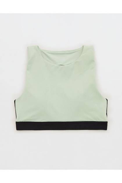 OFFLINE By Aerie The Hugger High Neck Sports Bra Aloe