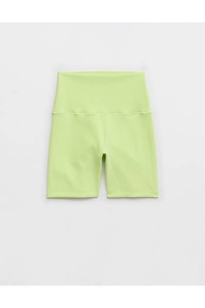 OFFLINE By Aerie Stripe Rib High Waisted 5" Bike Short Sharp Green