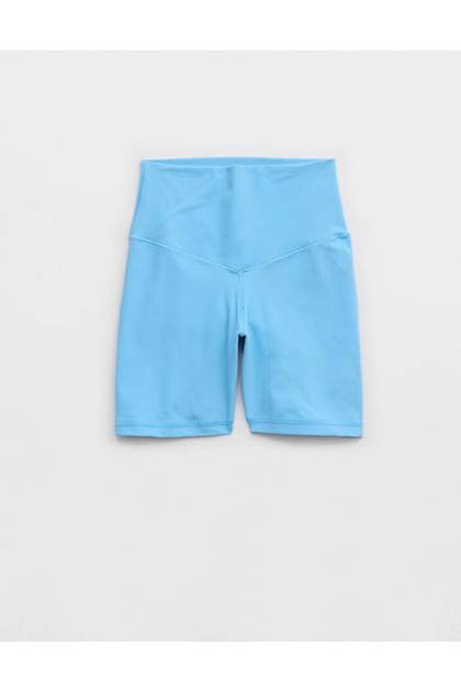 OFFLINE By Aerie Real Me XTRA Ribbed High Waisted 5" Bike Short Moody Blues