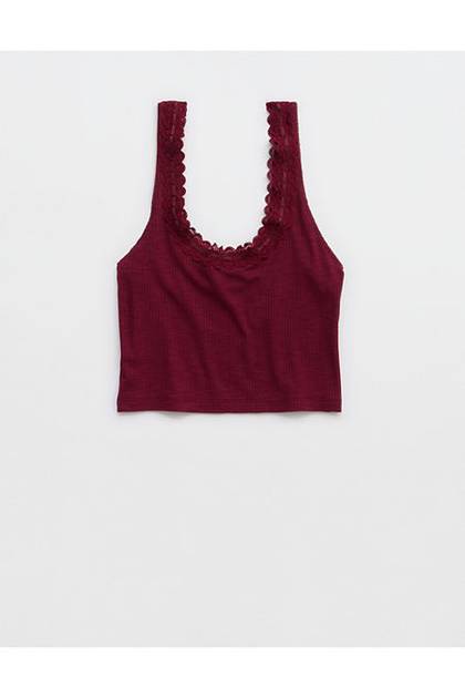 Superchill Cotton Rib Lace Tank Top Goddess