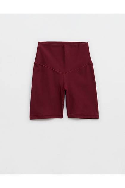 OFFLINE By Aerie Real Me XTRA Ribbed High Waisted 5" Bike Short Deep Ruby