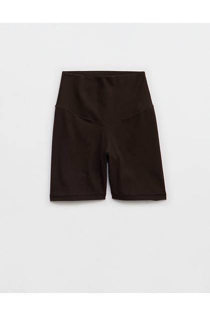 OFFLINE By Aerie Real Me XTRA Ribbed High Waisted 5" Bike Short Deep Earth