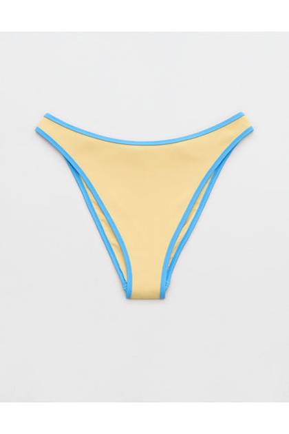 Aerie Mid Rise Cheeky Ribbed Bikini Bottom Citron