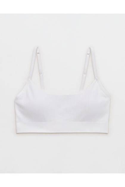 Superchill Seamless Rib Padded Scoop Bralette White