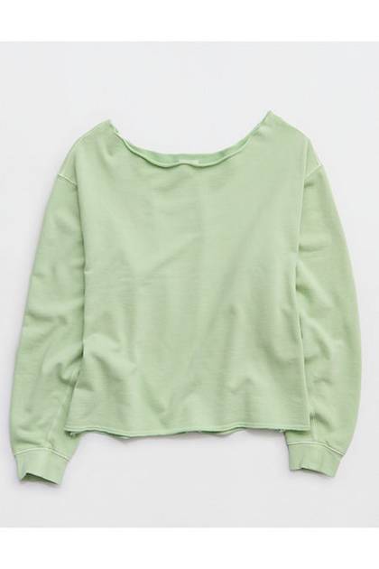 Aerie Alumni Off The Shoulder Sweatshirt Aloe