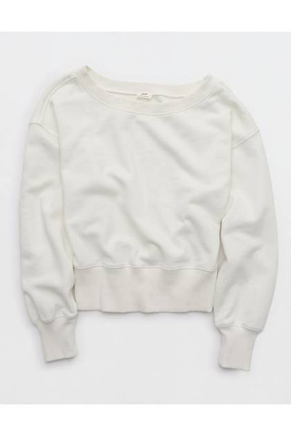 Aerie Go-To Off The Shoulder Sweatshirt Soft Muslin