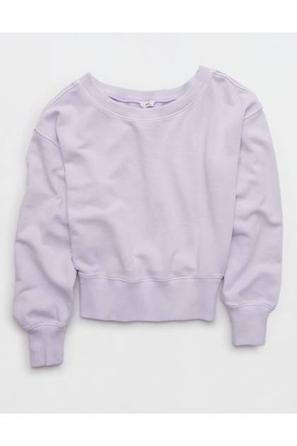Aerie Go-To Off The Shoulder Sweatshirt Lavender Dawn