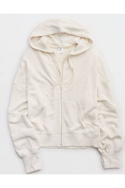 OFFLINE By Aerie Keep It 100 Terry Full Zip Heather Frost