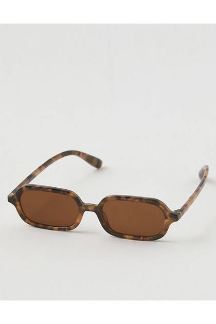 Aerie Slim Rectangle Sunglasses Brown
