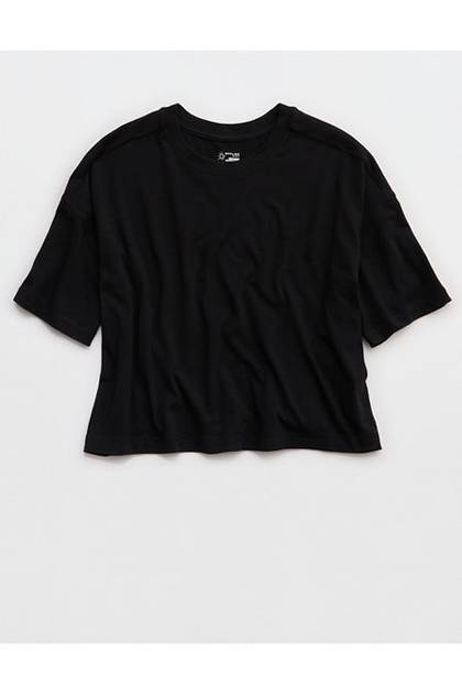 OFFLINE By Aerie Let's Stretch Cropped T-Shirt True Black