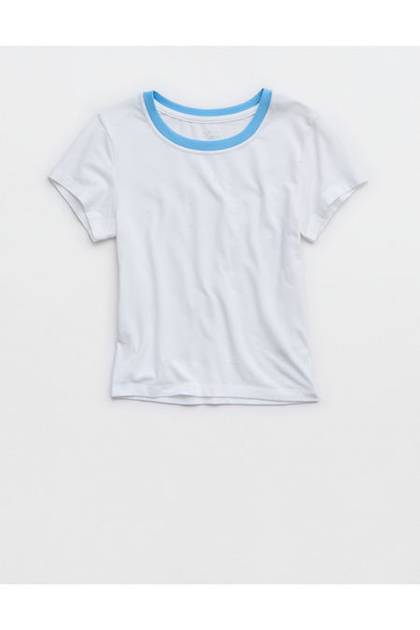 OFFLINE By Aerie Let's Stretch Ringer T-Shirt White