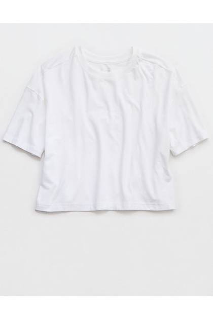 OFFLINE By Aerie Let's Stretch Cropped T-Shirt White