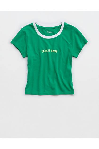 OFFLINE By Aerie Let's Stretch Ringer T-Shirt Jelly Bean