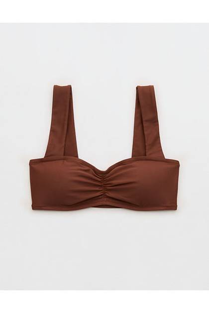 Aerie Ruched Wide Strap Bandeau Bikini Top Universe