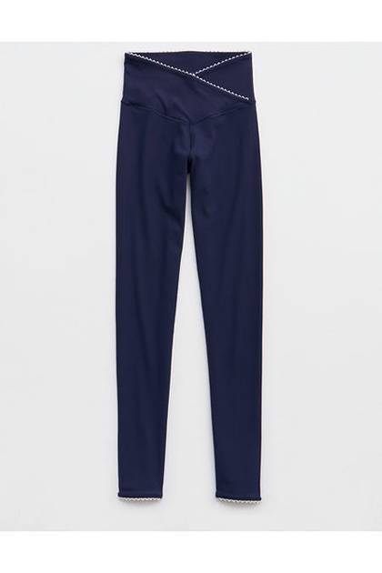 OFFLINE By Aerie Real Me XTRA Ribbed Picot Trim Crossover Legging Royal Navy