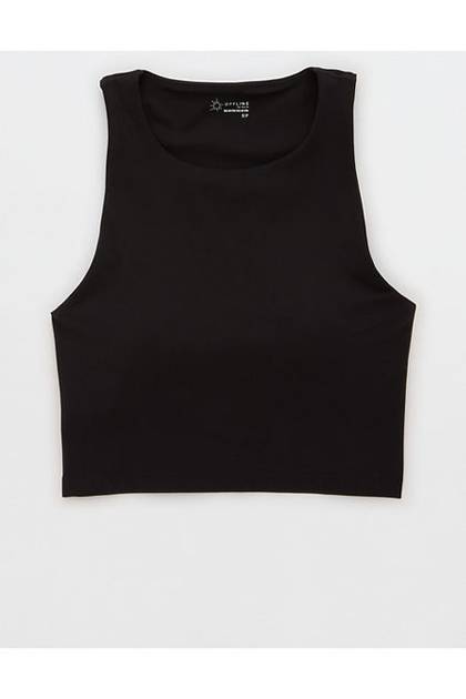 OFFLINE By Aerie Real Me XTRA High Neck Longline Sports Bra Black