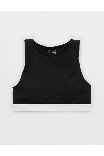OFFLINE By Aerie The Hugger High Neck Sports Bra True Black