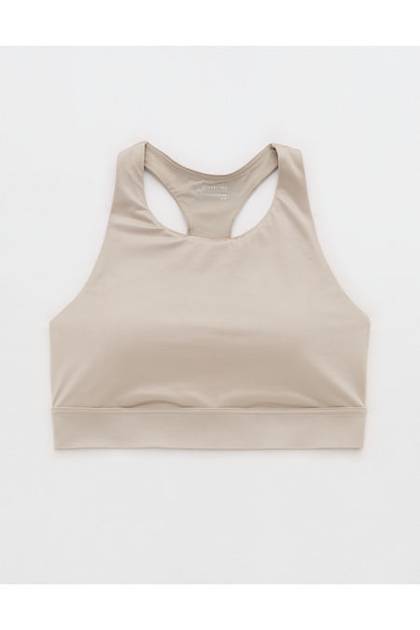 OFFLINE By Aerie Goals Gloss High Neck Sports Bra Stone Harbor