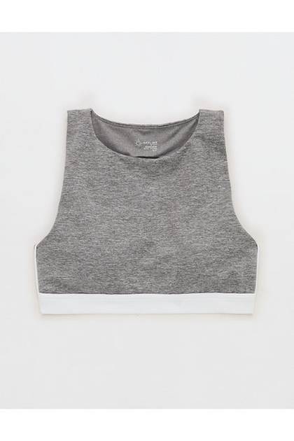 OFFLINE By Aerie The Hugger High Neck Sports Bra Medium Heather Gray