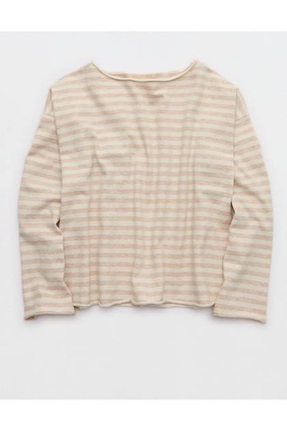 Aerie Sunday Soft Boatneck Sweater Heather Fawn