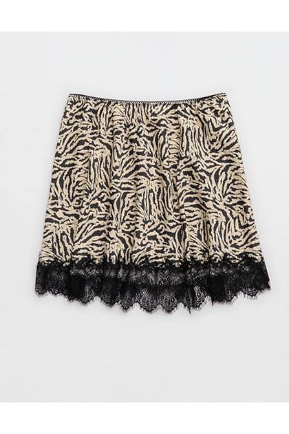 Aerie Festival Satin Mini Skirt Smoked Gray