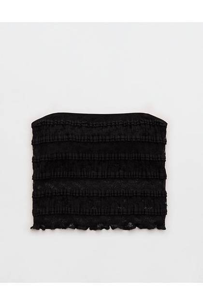 Show Off Festival Lace Ruffle Tank Top True Black