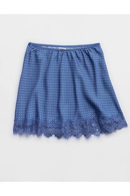 Aerie Festival Satin Mini Skirt Marbled Blue