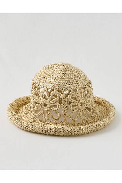 Aerie Flower Straw Hat Natural