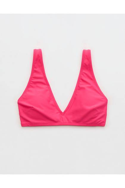 Aerie Wide Strap Voop Bikini Top Pink Punch