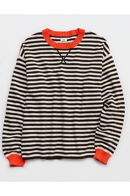Aerie Sunday Soft Crew Sweater Deep Earth