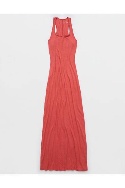 Aerie Real Soft Stretch Bodycon Maxi Dress Rusty Peach