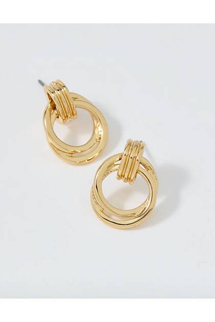 Aerie Mini Double Circle Hoop Earrings Gold