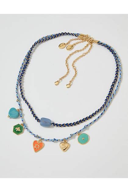 Aerie Layered Rope Bead Necklace 2-Pack Blue
