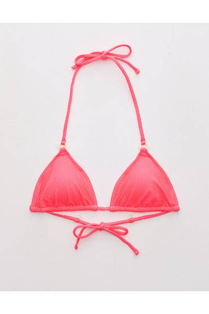 Aerie Shine Rib String Triangle Bikini Top Tropadelic